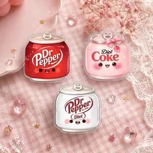 Cute Fizzy Soda Can Phone Grip Stand, Kawaii Soft Drink Inspired Expandable Holder for iPhone Kindle Tablet, Aesthetic Pink Red Cartoon Grip