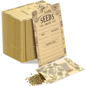 120 Pcs Seed Envelopes Classical Floral Packets 3.54 x 5.5 Inch Resealable Seed Storage Organizer with Clear Window Seed Saver Bags for Vegetable Flower Seeds Saving