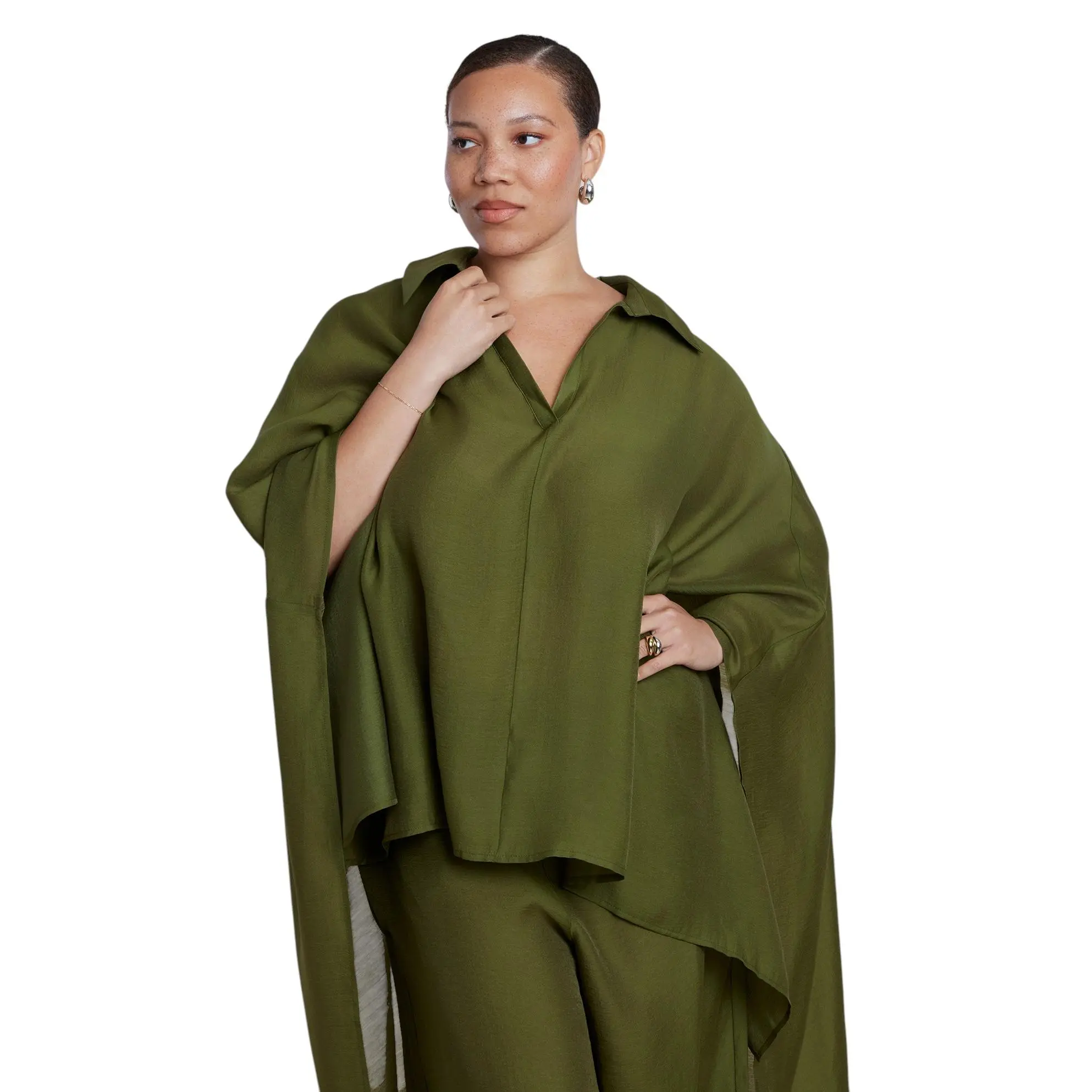 ELOQUII Women's Plus Size Semi-Sheer Kaftan Top