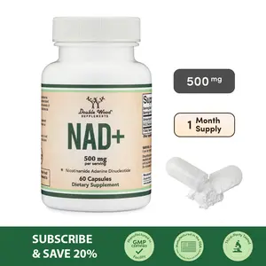 Double Wood Supplements NAD+ 500 mg per Serving 60 Capsules Pure Nicotinamide Adenine Dinucleotide for Immune Health & Cognitive Function - Healthcare