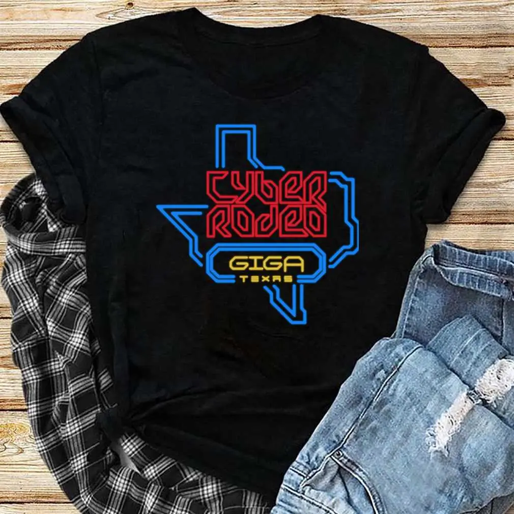 Elon Musk Tesla Cyber Rodeo Giga Texas Neon Essential Funny T-Shirt
