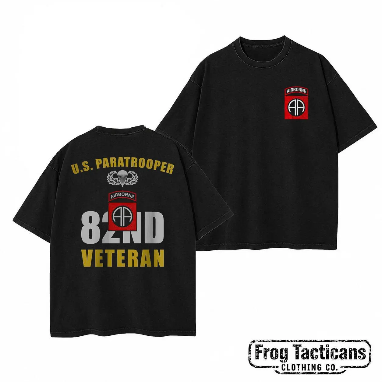 US Army 82nd Airborne Division T Shirt Paratrooper Veteran Retro Tactical Military Emblem Graphic Tee