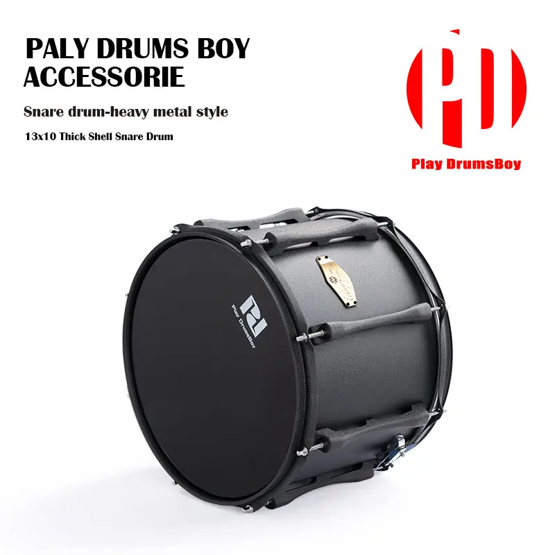 PD 13x10 Inch Snare Drum – Thick Shell Military Style Drum with 6 Drumsticks, Heavy Metal Sound, Perfect for Marching Bands, Drumlines, and Beginner to Pro Drummers