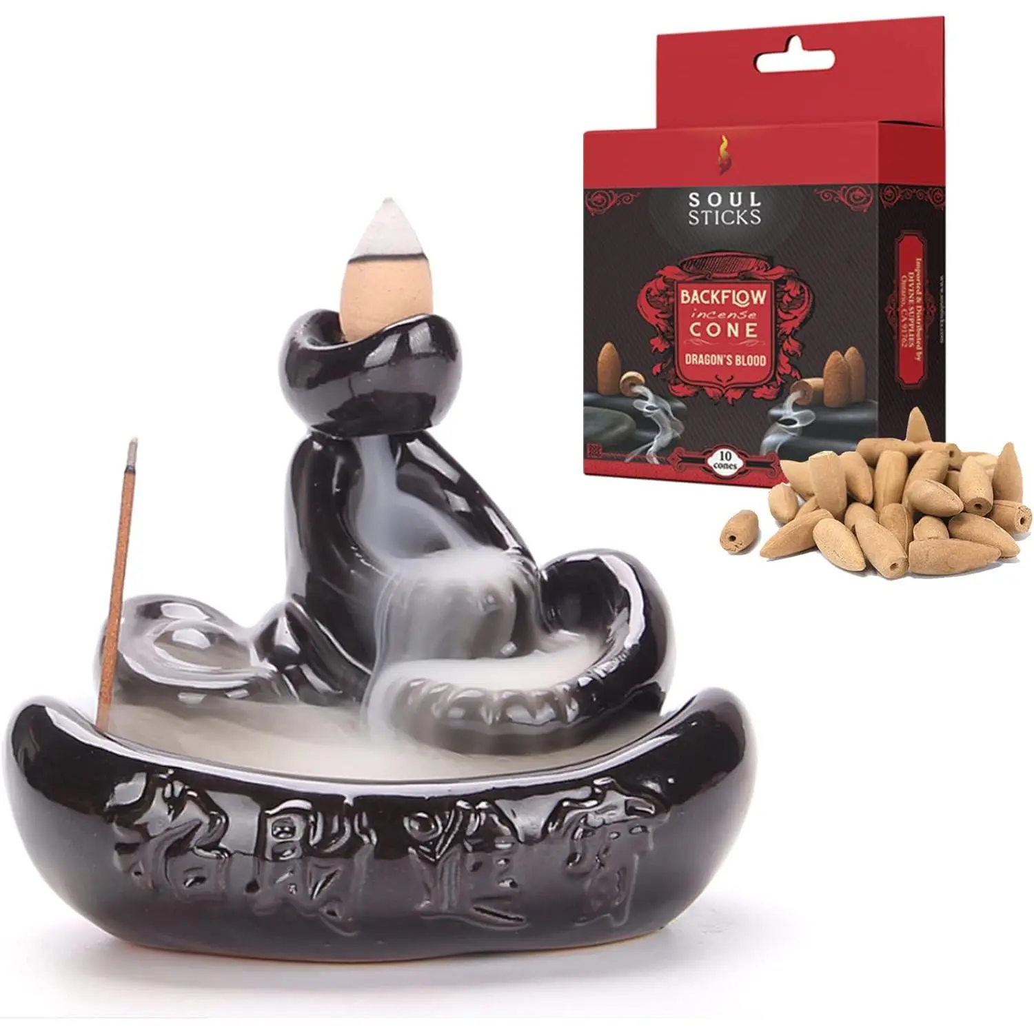 Dragon Falls Backflow Burner with Dragons Blood Backflow Cones Set