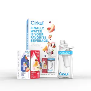 12oz bpafree plastic water bottle starter kit with blue lid 2 flavor cartridges 1 lifesip fruit punch and 1 fitsip mixed berry zero calories and no sugar