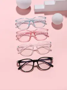 Casual Round Frame Glasses, Anti-Blue Light PC Lens, Candy Color Trendy Eyewear for All Seasons, Lightweight & Durable Design, Round Frame Eyeglasses