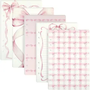 100 Sheets  Bow A5 Refills Paper for Planner Inserts Binder, Thick 6 Hole Notebook Refill, 120GSM Filler Insert Loose Leaf Paper for A5 6 Ring Binder Travel Journal Diary Budget, Lined & Blank