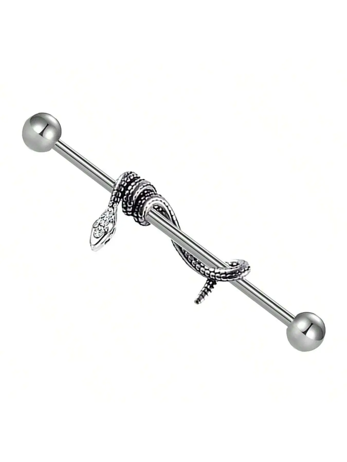 14g Medical Steel Industrial Barbell Conch Ear Cuff, 316L Snake Design Industrial Barbell Conch Ear Cuff, Women's Body Piercing Jewelry