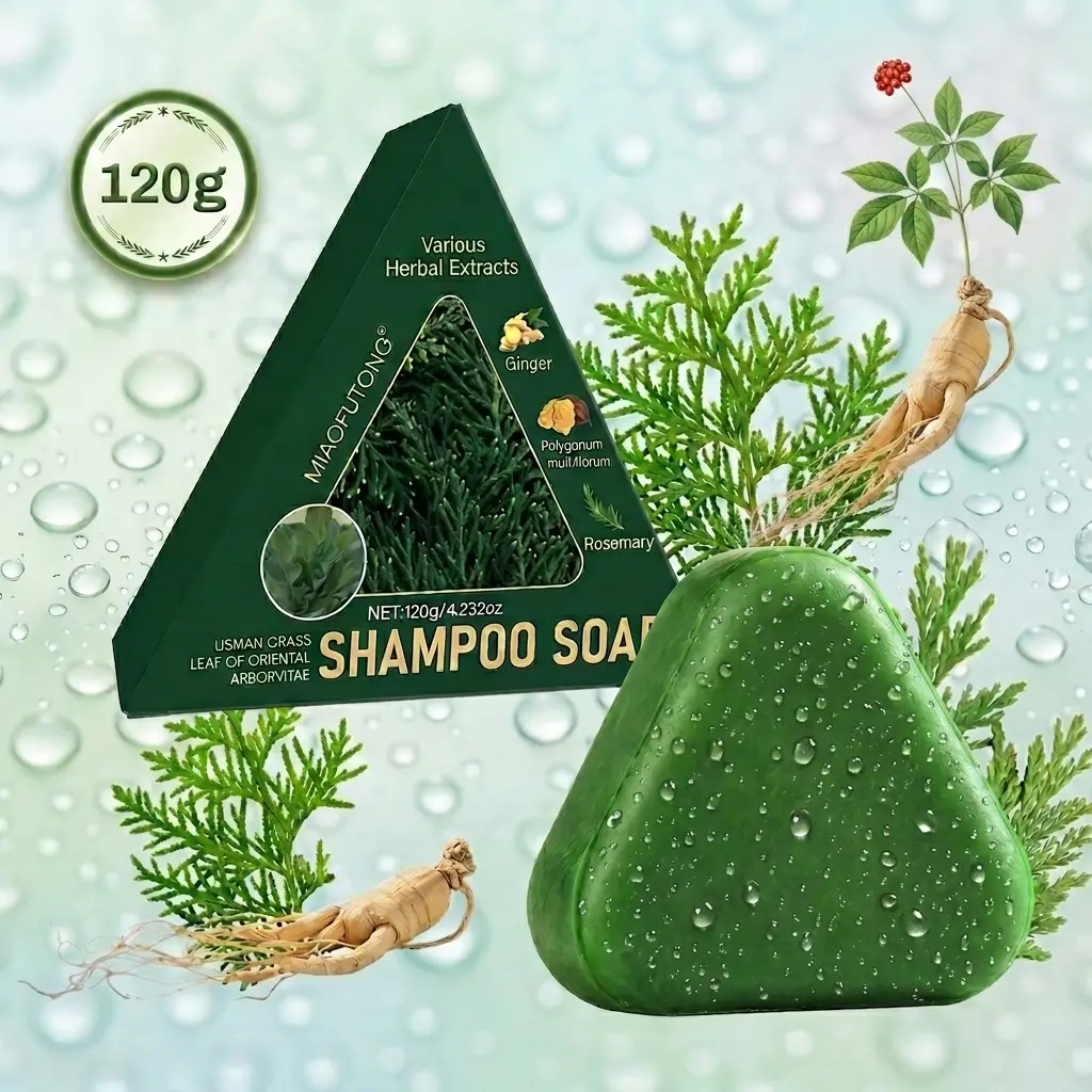 Nature Triangle Shampoo Bar - Haircare Cleanser Conditioner with Anti-Dandruff Solution, Calming & Strengthening Formula for Men & Women