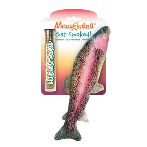 Get Smoked Rainbow Trout Refillable Cat Toy - Interactive Plush Cat Toy
