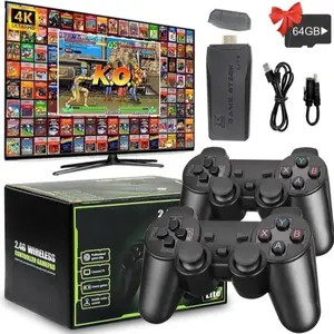[Value for Money Bundle] 4K Wireless Retro Game Console,Nostalgia Stick Game 4K HDMI Output,Plug and Play Video Game Stick Built in 1800 Games (64G) Wireless Gaming Console, Video Gamepad Console
