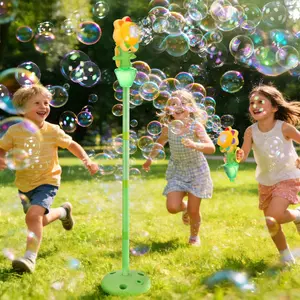 Sunflower Automatic Swinging Bubble Machine, Remote Control 1-Click Start, Colorful LED Lights, Hands-Free Kids Toy for Party & Outdoor Events