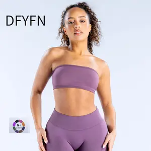 (With logo) DFYFN strapless padded bra set, fitness set