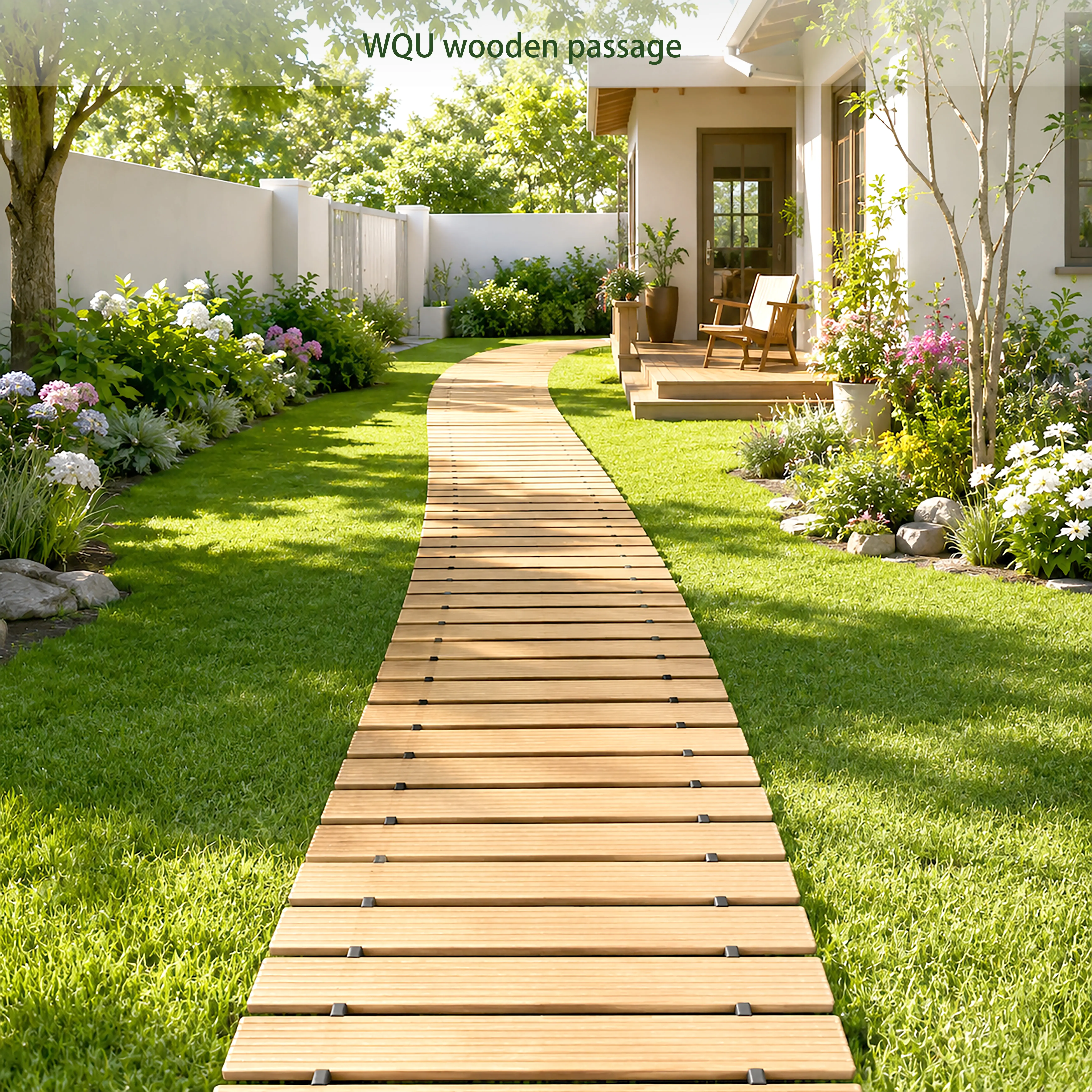 Roll Up Wooden Walkway - Weather-Resistant, Non-Slip, Nature-Inspired Landscaping Decor for Outdoor Events, Multi-Size Portable No-Dig Curved Paths for Lawn, Beach