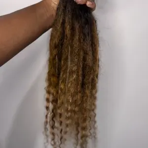 Boho Ombre Loc Extensions | 100% Human Hair Curly Locs | Brown-to-Blonde Gradient for Natural Loc Styles