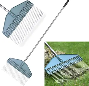 Thatch Rake with 66 Inch Adjustable Handle, 17 Inch Wide Durable Dethatcher Rake, Ideal for Garden, Yard and Lawn, Used for Removing Thatch, Pine Needles, Burrs and Acorns