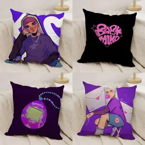 Singer Y-Young Miko Pillow Case Double-Sided Printed Soft Short Plush Sofa Cushion Covers | Polyester & Breathable, Invisible Zipper, Mite-Resistant, Durable | Ideal for Sofa, Bedroom, Car & Kids Gift