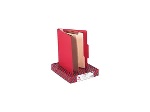 Smead 14003 Top Tab Classification Folders, Two Dividers, Six-Section, Red, 10/Box