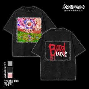 Half Blood BloodLuxe Slayr V2 T-Shirt, Rage Rap Graphic Tee, Gothic Cyber Aesthetic Streetwear Y2K Style, Washed Cotton Oversized Shirt, Gift for Fans