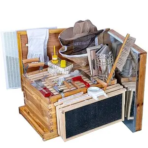 MayBee Hives 8/10 Frame Bee Hive Complete  Starter Kit Include 22 pcs Bee Hive Tools for Beginners Pro Beekeepers Beekeeping ,Wax Coated Langstroth Bee Box with 100% Beeswax Plastic Foundation,22 Bee Equipment :Wood Brush Safety Beekeeping Equipment tikto