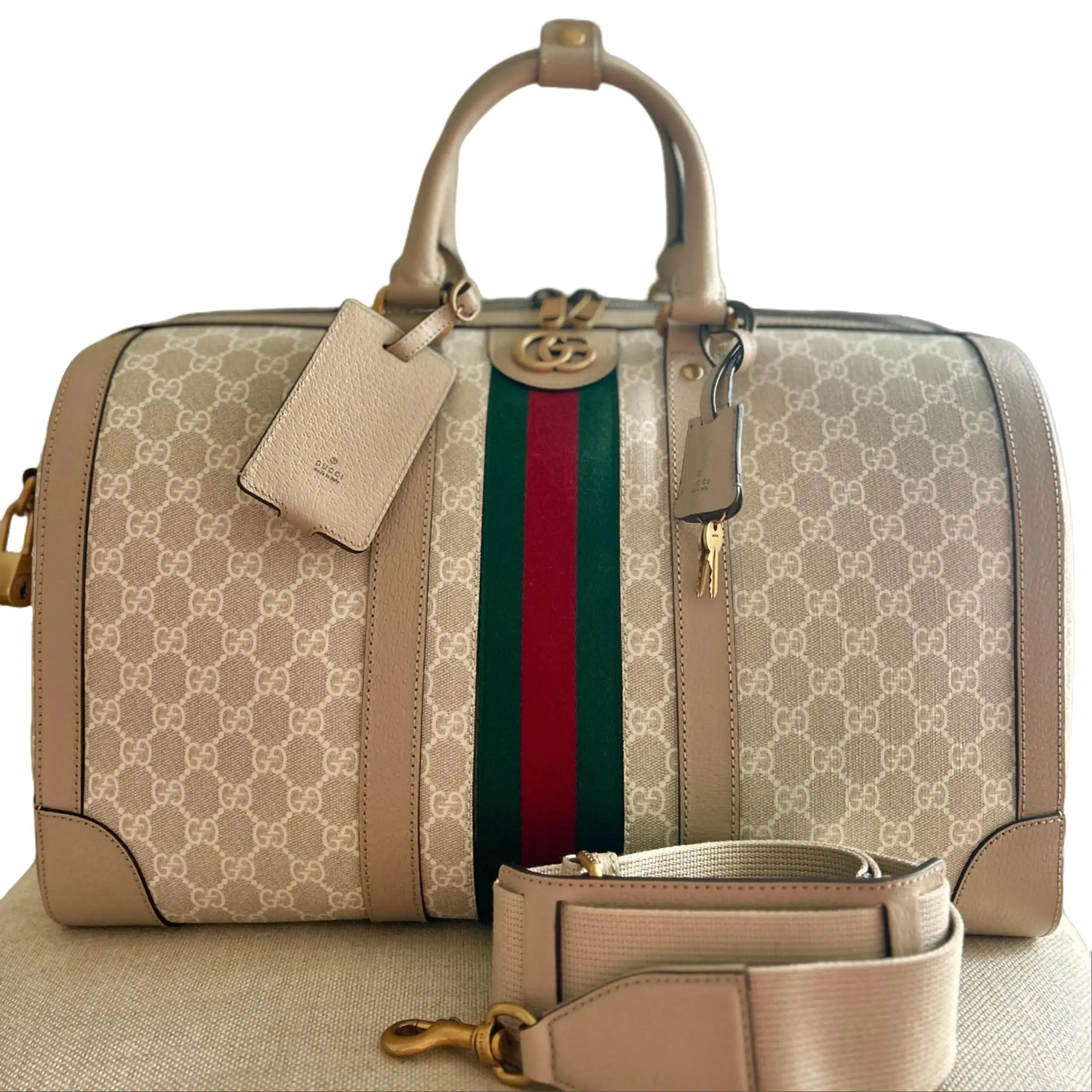 Pre-owned GUCCI Coated Canvas Travel Bags GUCCl Ophidia Duffle Medium