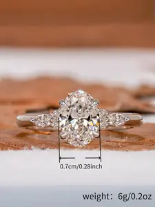 Luxury Moissanite Ring, European and American Fashion, Super Shiny, Diamond-Set Pearl Engagement Wedding Ring for Women