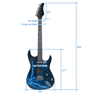 Lightning-Style Electric Guitar Complete Set - Includes Power Cord, Strap, Bag, Plectrums, Extra-Light Strings, Slider - Lightweight, Affordable, Wholesale for Beginner Kids (Black, White) - Ideal for Practice, Performance