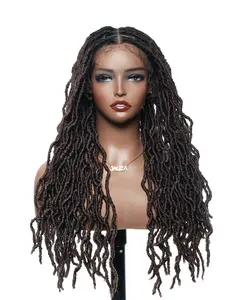 JALIZA Full lace dread locs faux locs  24 inches HD transparent lace braided wig - 86 strands micro locs black/brown/honey blond/ 1b / 27 / 30 Synthetic Braided braids locs synthetic hair