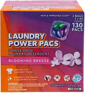 Member Mark Laundry Power Pacs Blooming Breeze 130 ct Single Dose Detergent Pacs for Tough Stains & Color Protection USA Made