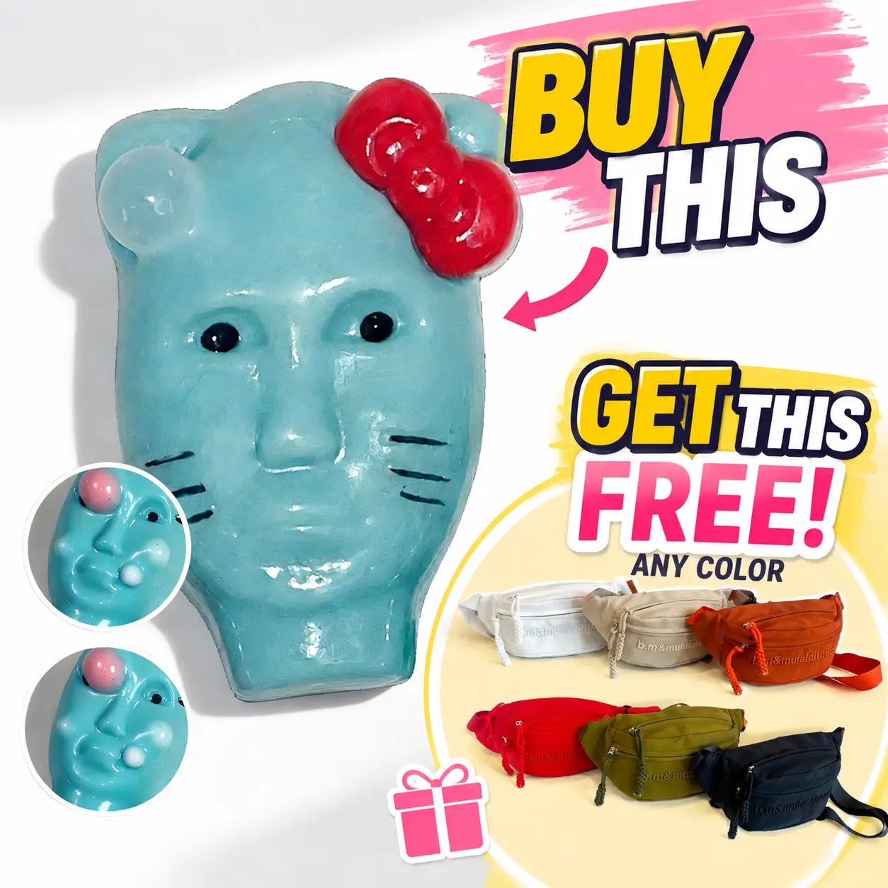Silicone Kitty Shape Pimple Popping Toy - Water Spray DIY Kit, Creative Prank Gift, Funny Pranks Item, Stress Relief Toy, Christmas Stocking Fillers for Kids