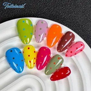 Rainbow Dot Handmade Press-On Nails, Diy Fake Nails, Diy Nail Art, Short Almond Shape, 10pcs, Y2K Colorful Design, Multi-Color Candy Base & Contrast Polka Dot Pattern, Reusable DIY Nail Kit for Women, Nails for Spring, Summer & Daily Wear