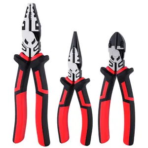 [Dad Gift] 3-Piece Heavy-Duty Iron Tool Kit Set, 8-in Wire Cutters, 6-in Needle Nose Pliers & Diagonal Pliers, Hand Tools for Electricians & DIY Repair automechanic