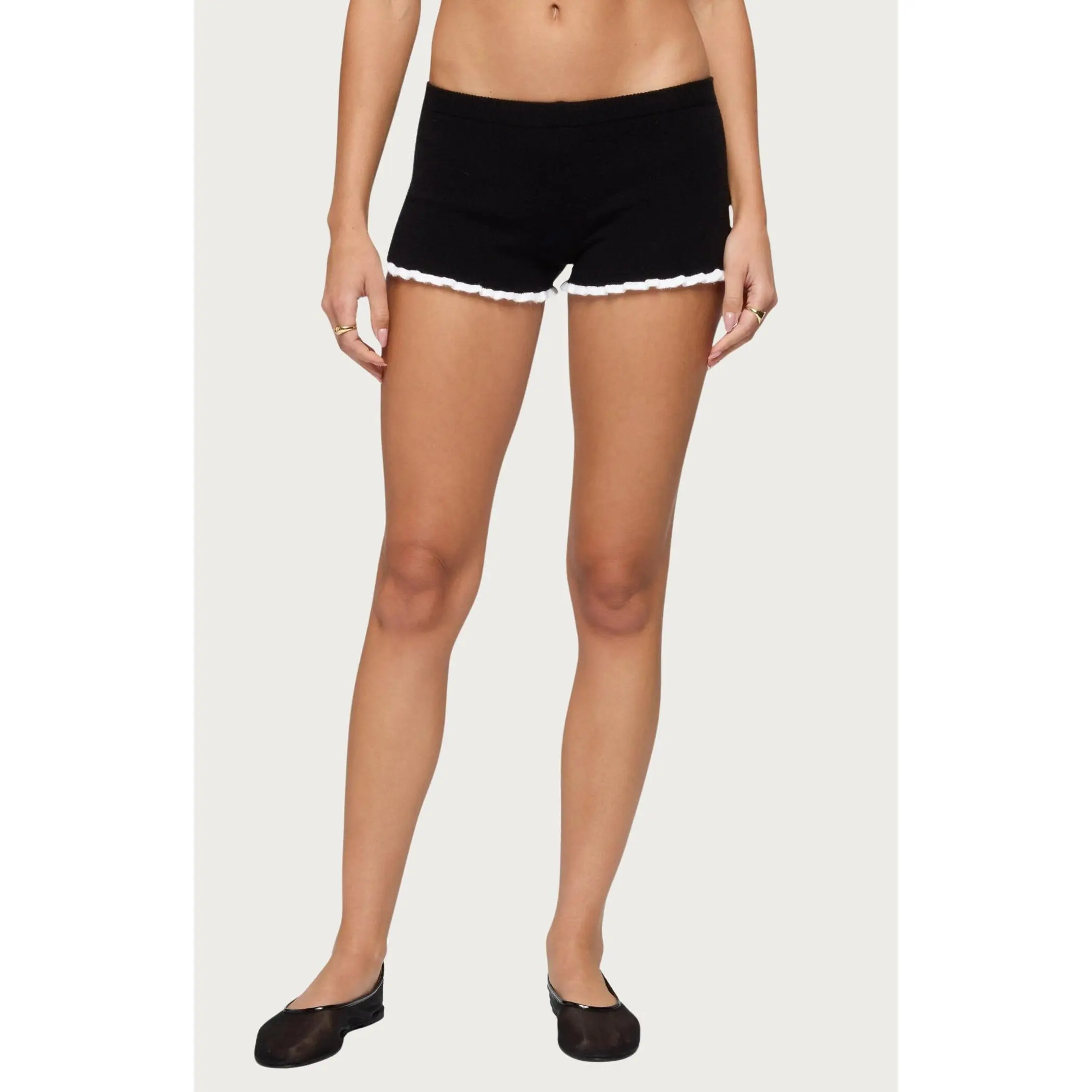 Edikted Women's Saffra Contrast Ruffle Knit Shorts
