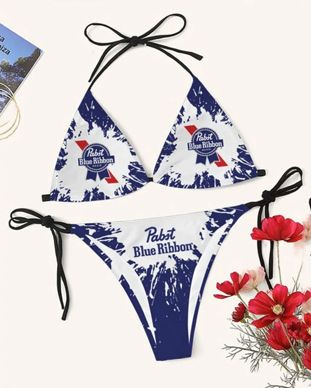 Pabst Blue Ribbon Casual Printed Bikini s 0LF