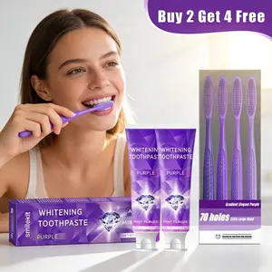 2-Pack 120g Whitening Toothpaste, Includes 4 Gradient Color Toothbrushes, Mint Flavor, Deep Cleaning, Fresh Breath, Home Use