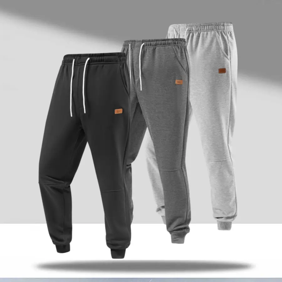 Men’s Polyester Jogger Sweatpants - Simple Sporty Everyday Style, Non-Tight Cuffed Design, Suitable for Workouts, Home Wear, Ideal for Back-to-School