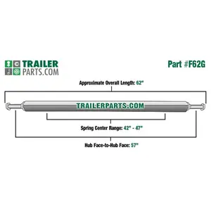 212 MAIN Galvanized Steel Square Shape Trailer Axle - 2 in., 2,000 lbs Capacity, 1.06 in. Spindles, 57 in. Hub Face (Tie Down Engineering 49538)