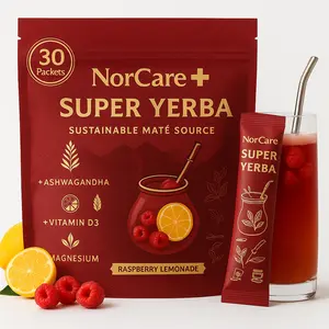 NorCare Super Yerba | Yerba Mate Instant Tea Powder | RASPBERRY LEMONADE Flavor | 30 Servings