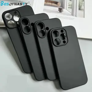 Luxury Full Black Silicone Matte Phone Case For iphone 17 Air 16 15 14 13 12 11 Pro Max 16 15 14 Plus Back Cover TPU Soft Case