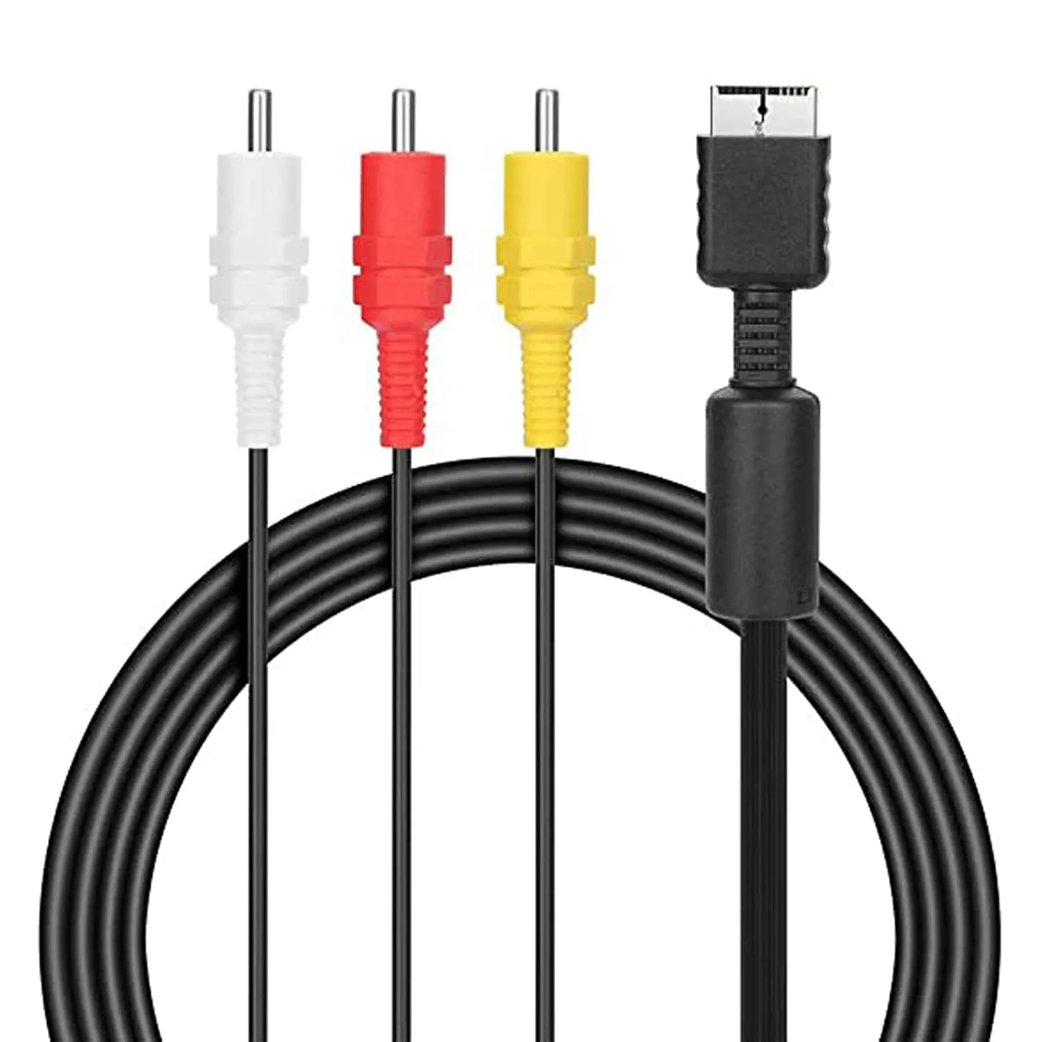 PS2 AV Composite Video Cable - 8.2FT Flexible Audio Video Cord, RCA Accessories for PlayStation 1/2/3, TV-Compatibility for PS1/PS2/PS3