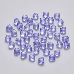 6MM Light Purple Colored Glass Heart Beads B01
