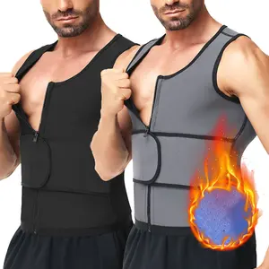 CATTIBOR Men's Sweat Sauna Vest Suit,Men Waist Trainer Sauna Shirt for Men Zipper Sweat Belt Tank Top Fitness Workout Sports Vest ,Gym Excerise Sleeveless Shirt,Men Underwear