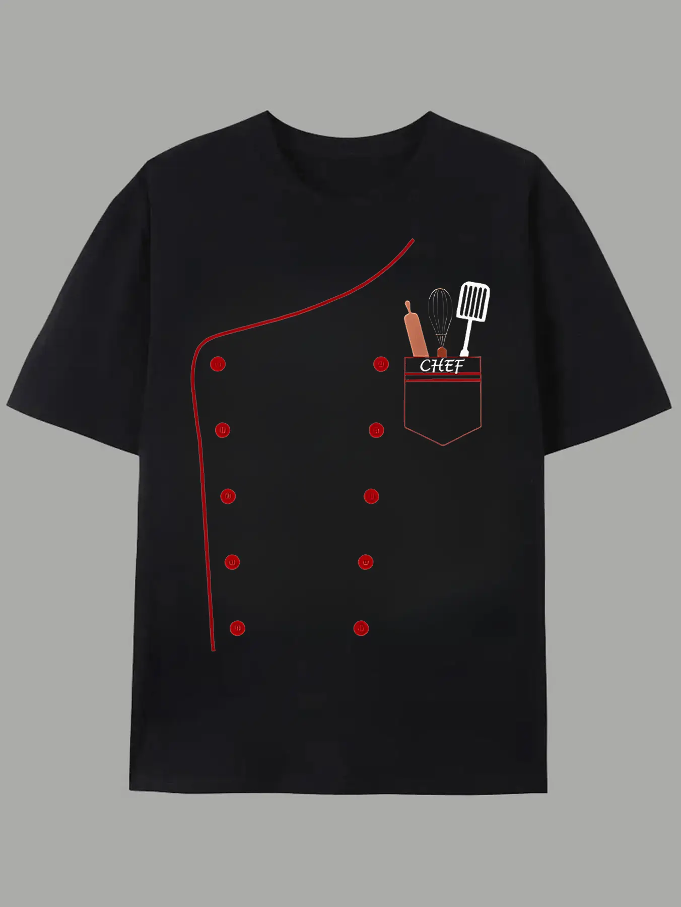 Chef Uniform Design Men'S T-Shirt Kitchen Tools An unisex soft cotton short sleeve t shirt, vintage graphic casual tee for men women teens, perfect birthday holiday gift for camping travel gym daily street casual wear