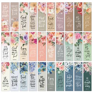 30pcs Inspirational Bible Verse Bookmarks with Floral Design, Front Page Markers for Book Lovers and Readers, Church Supplies, Book Accessories - Perfect Christian Gift for Men & Women