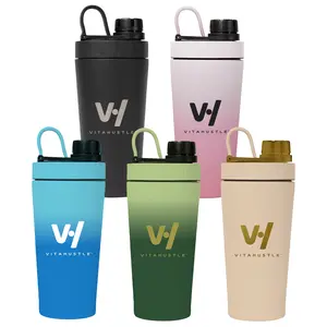 VitaHustle Stainless Steel Protein Shaker Bottle - 20oz Leakproof BPA-Free Insulated Lid Hydration Tumbler, Portable Sports Gym Sport Water Bottle with Mixing Ball for Protein Smoothies, Coffee