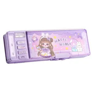 Multifunctional pencil case, children's password lock pencil case, stationery box, interactive student supplies, fun stationery box