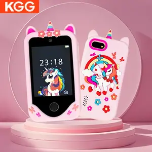 KGG Cute Cartoon Design Mobile Phone Toy Built-in MP3 Music Player, Multifunction 1 Count 2.8-inch IPS Screen Rechargeable Learning Educational Toy, Suitable for 3-12 Years Old Boys Girls