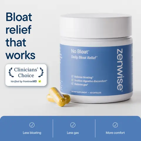 Zenwise No Bloat - Enzymes + Botanicals + Probiotics + for Fast Bloating and Gas Relief - 60 Count Dandelion Dietary Supplement