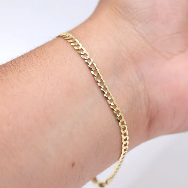 14Kt Gold 3.7MM Cuban Bracelet - Solid, Unisex Fine Jewelry