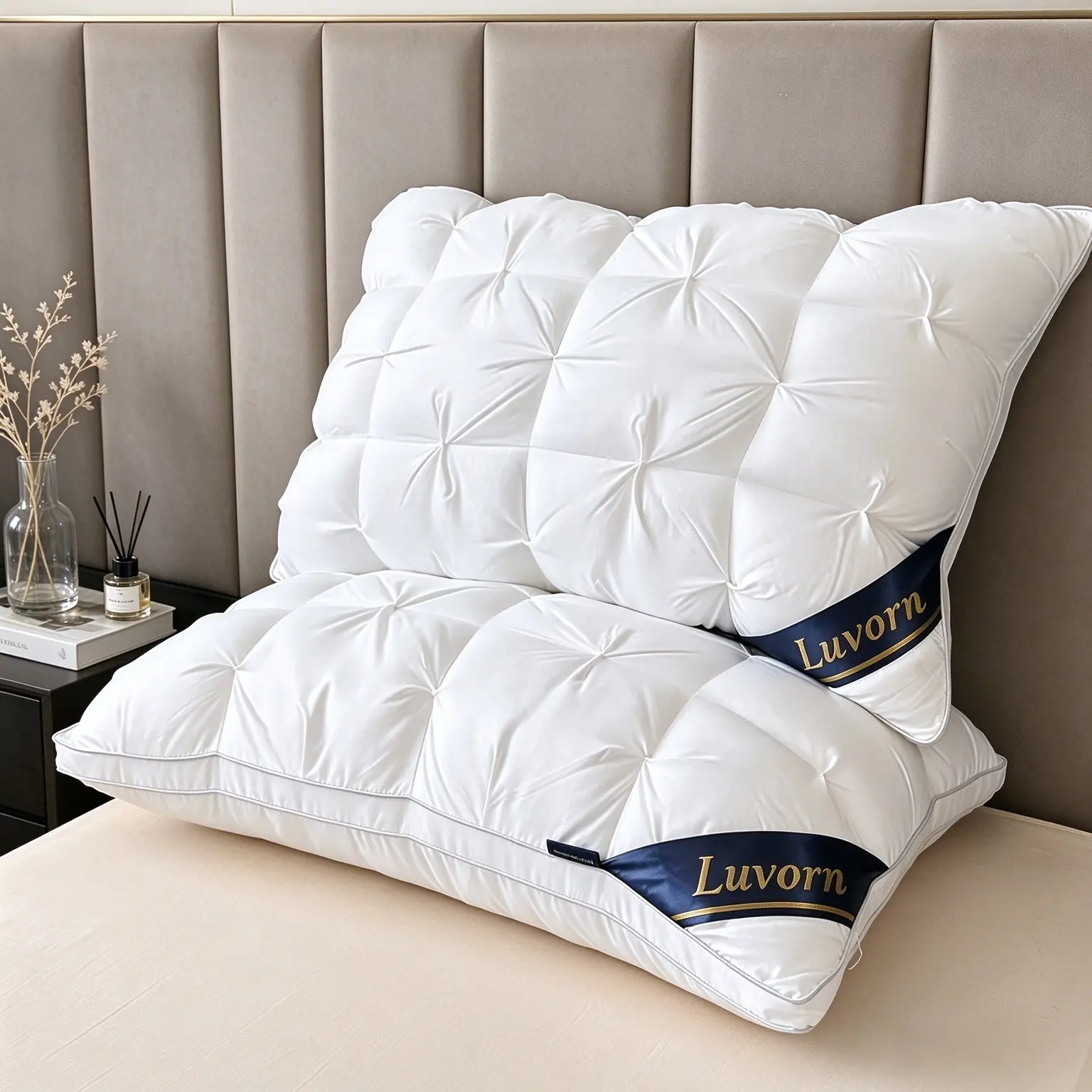 2-Pack/4-Pack: Cloud-Soft Deep Sleep Hotel Pillows—provide neck support, are hypoallergenic, retain their shape, and feel gentle against the skin. Suitable for back, side, and stomach sleepers, with ergonomic filling. A must-have for your bedding set.